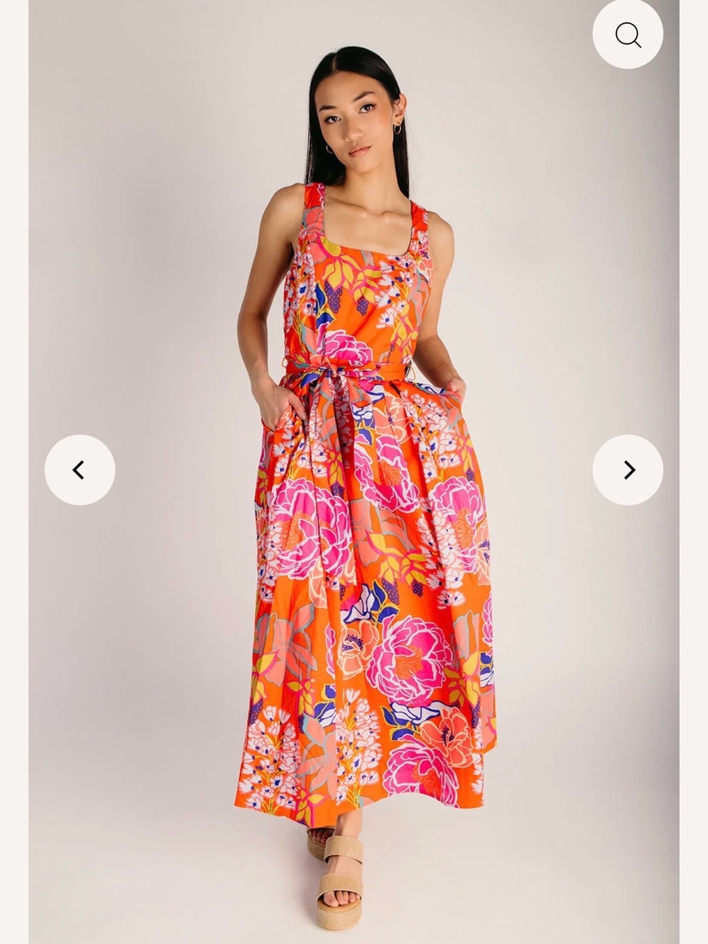 NWOT PIPER & SCOOT Rayen Maxi Dress Orange Multi Floral Sundress Tank Dress